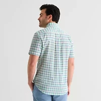 U.S. Polo Assn. Mens Y Neck Short Sleeve Classic Fit Embroidered Button-Down Shirt