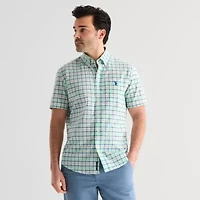 U.S. Polo Assn. Mens Y Neck Short Sleeve Classic Fit Embroidered Button-Down Shirt