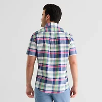 U.S. Polo Assn. Mens Y Neck Short Sleeve Classic Fit Embroidered Button-Down Shirt