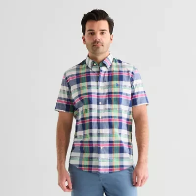 U.S. Polo Assn. Mens Y Neck Short Sleeve Classic Fit Embroidered Button-Down Shirt