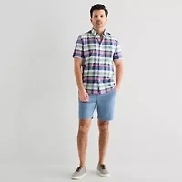 U.S. Polo Assn. Mens Y Neck Short Sleeve Classic Fit Embroidered Button-Down Shirt