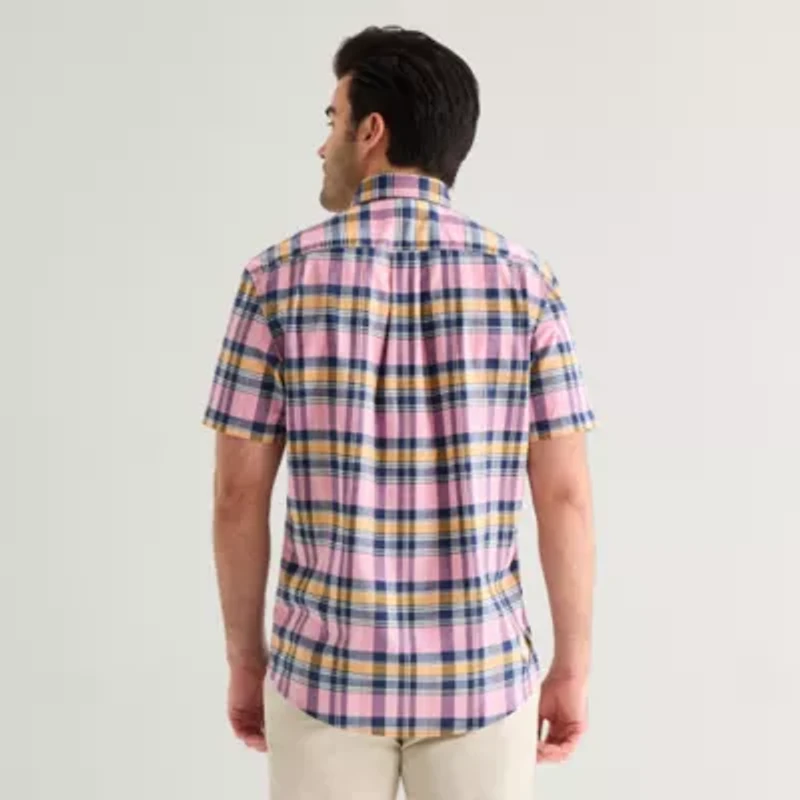 U.S. Polo Assn. Plaid Mens Short Sleeve Classic Fit Embroidered Button-Down Shirt