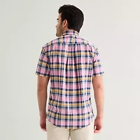 U.S. Polo Assn. Plaid Mens Short Sleeve Classic Fit Embroidered Button-Down Shirt