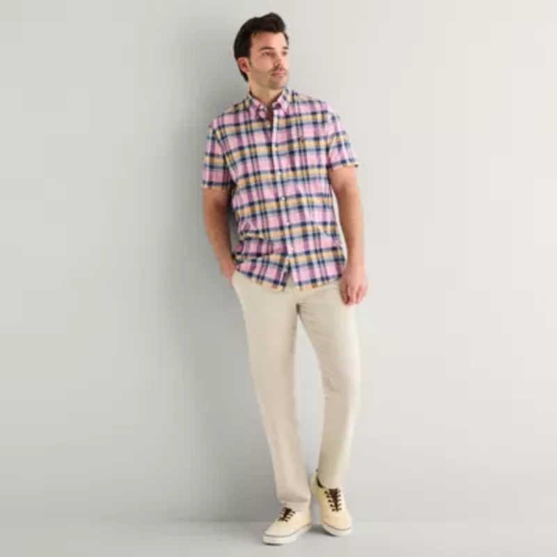 U.S. Polo Assn. Plaid Mens Short Sleeve Classic Fit Embroidered Button-Down Shirt