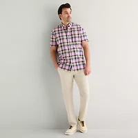 U.S. Polo Assn. Plaid Mens Short Sleeve Classic Fit Embroidered Button-Down Shirt