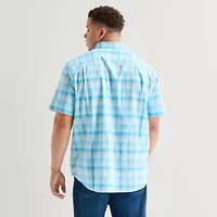St. John's Bay Everyday Stretch Mens Short Sleeve Classic Fit Big and Tall Button-Down Shirt