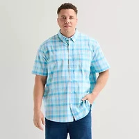 St. John's Bay Everyday Stretch Mens Short Sleeve Classic Fit Big and Tall Button-Down Shirt