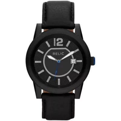 Relic® Payton Mens Black Leather Strap Watch