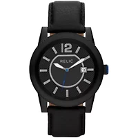 Relic® Payton Mens Black Leather Strap Watch