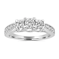 Love Lives Forever Womens 1 CT. T.W. Natural White Diamond 14K Gold 3-Stone Engagement Ring