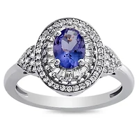 Womens Genuine Purple Tanzanite Sterling Silver Cocktail Ring
