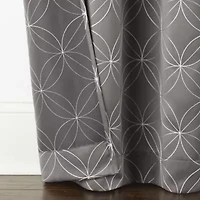 Regal Home Perth Geometric Embroidery Rod Pocket Blackout Set of 2 Curtain Panel