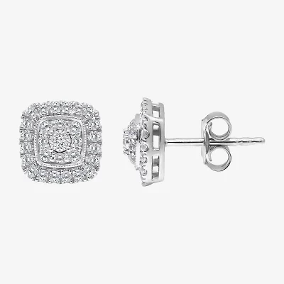 Tru Miracle (I / I1) 1/2 CT. T.W. Lab Grown White Diamond 10K White Gold 9.3mm Cushion Stud Earrings