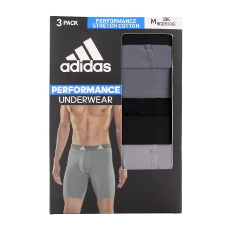 adidas Cotton Mens 3 Pack Long Leg Boxer Briefs 5152380a