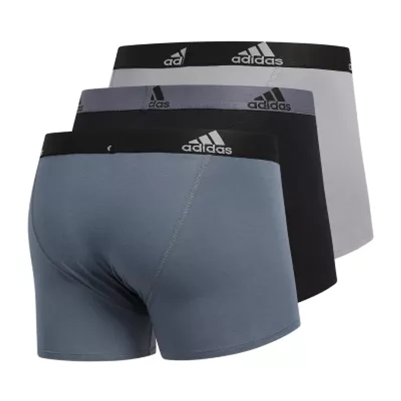 adidas Performance Cotton Mens 3 Pack Multi-Pack Comfort Waistband Stretch Fabric Trunks 5152382a