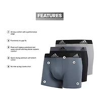 adidas Performance Cotton Mens 3 Pack Multi-Pack Comfort Waistband Stretch Fabric Trunks 5152382a