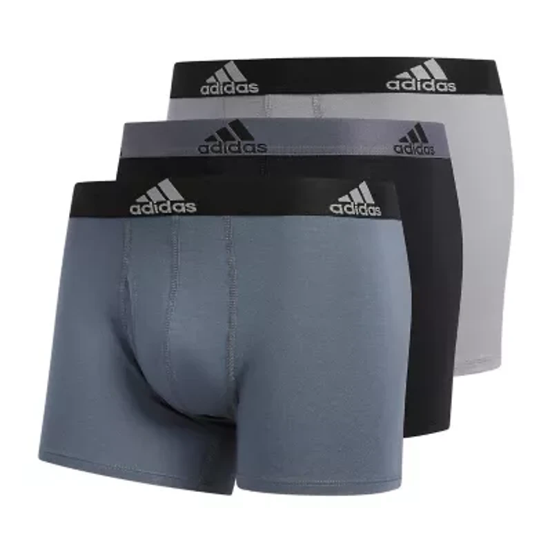 adidas Performance Cotton Mens 3 Pack Multi-Pack Comfort Waistband Stretch Fabric Trunks 5152382a