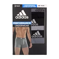 adidas Performance Cotton Mens 3 Pack Multi-Pack Comfort Waistband Stretch Fabric Trunks 5152382a