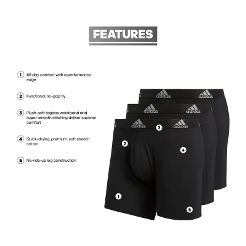 adidas Cotton Mens 3 Pack Boxer Briefs 5152359a