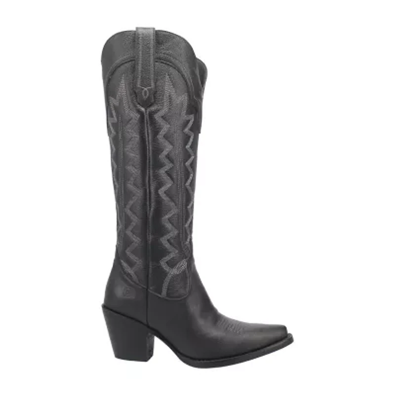 Dingo Women's High Cotton Leather Stacked Heel Cowboy Boots