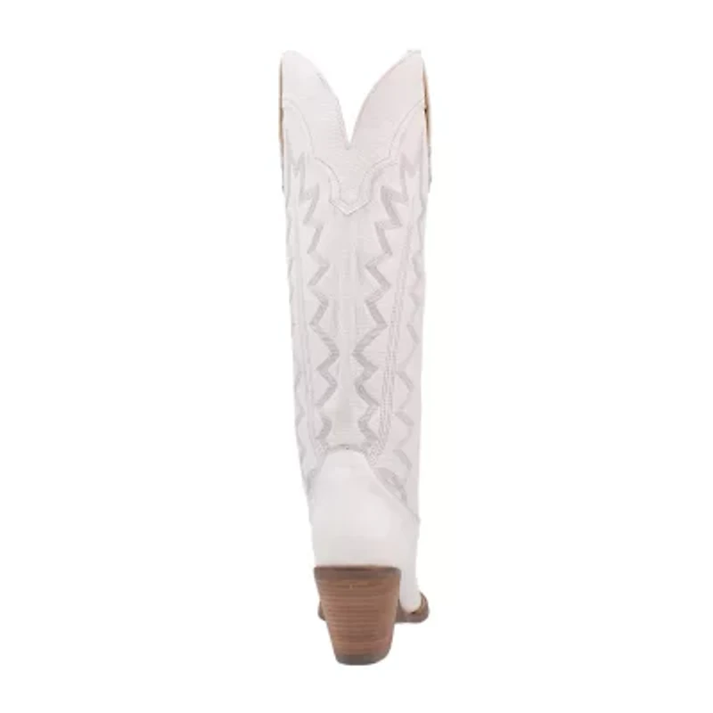 Dingo Women's High Cotton Leather Stacked Heel Cowboy Boots