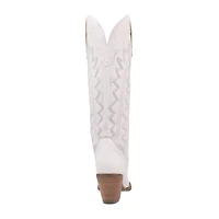 Dingo Women's High Cotton Leather Stacked Heel Cowboy Boots