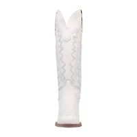 Dingo Women's High Cotton Leather Stacked Heel Cowboy Boots