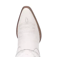 Dingo Women's High Cotton Leather Stacked Heel Cowboy Boots