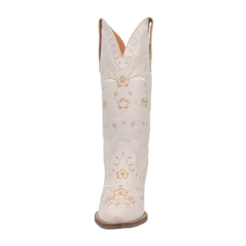 Dingo Women's Full Bloom Leather Stacked Heel Cowboy Boots