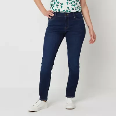 Liz Claiborne Tall Womens Sara Mid Rise Slim Fit, Skinny Leg Jean