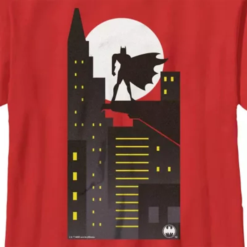 Little & Big Kid Boys Crew Neck Short Sleeve Regular Fit Batman Graphic T-Shirt