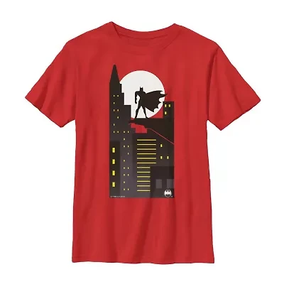 Little & Big Kid Boys Crew Neck Short Sleeve Regular Fit Batman Graphic T-Shirt
