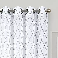 Regal Home Bayview Grommet Top Embroidered Sheer Single Curtain Panel