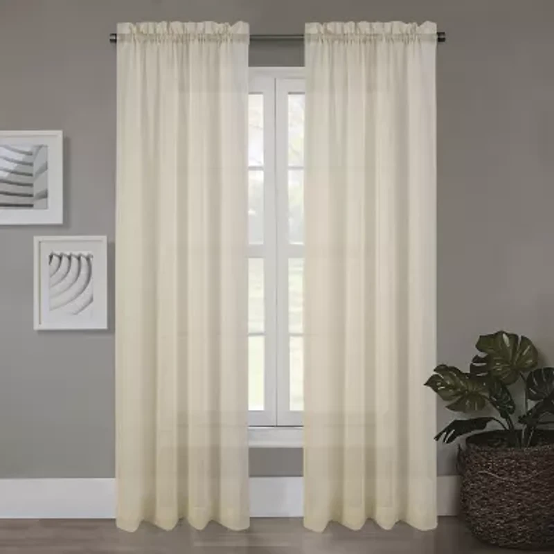 Regal Home Crushed Voile Solid Rod Pocket Sheer Single Curtain Panel
