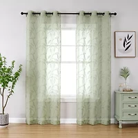 Regal Home Jaffa Grommet Top Embroidered Sheer Set of 2 Curtain Panel