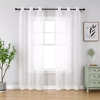 Regal Home Jaffa Grommet Top Embroidered Sheer Set of 2 Curtain Panel