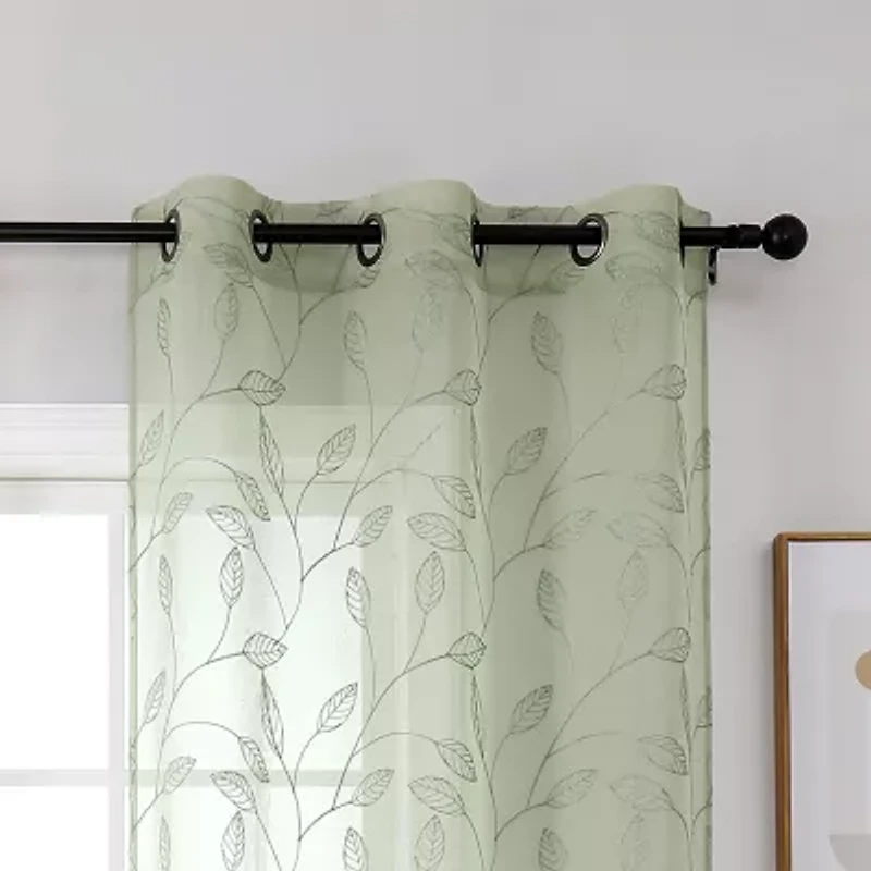 Regal Home Jaffa Grommet Top Embroidered Sheer Set of 2 Curtain Panel