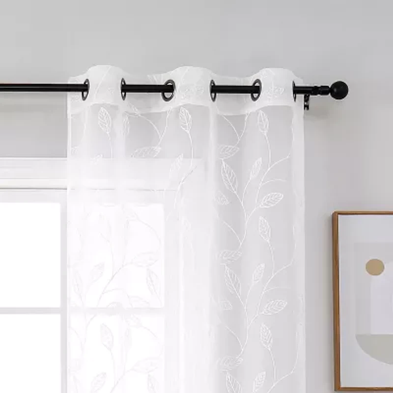 Regal Home Jaffa Grommet Top Embroidered Sheer Set of 2 Curtain Panel