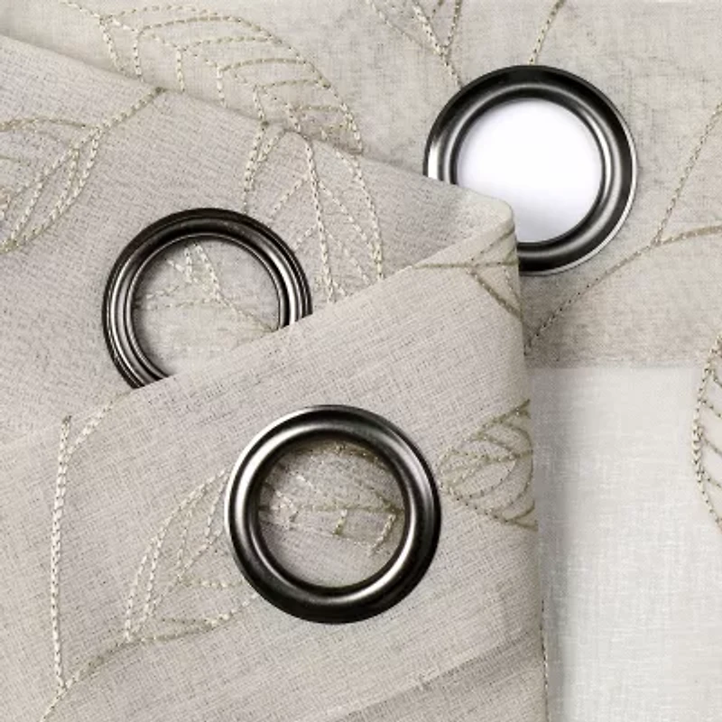 Regal Home Jaffa Grommet Top Embroidered Sheer Set of 2 Curtain Panel