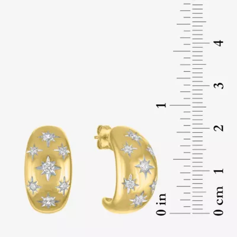 Diamond Addiction (G-H / Si2-I1) North Star C-Hoop Womens 1/2 CT. T.W. Lab Grown White Diamond 14K Gold Over Silver 20mm Hoop Earrings