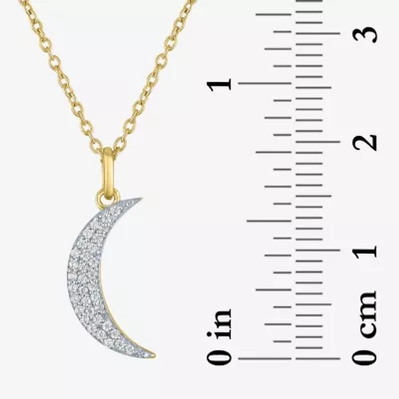 Diamond Addiction (G-H / I1-I2) Womens 1/10 CT. T.W. Lab Grown White Diamond 14K Gold Over Silver Moon 16 Inch Pendant Necklace