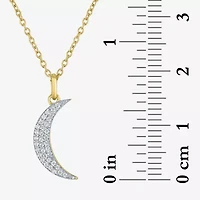Diamond Addiction (G-H / I1-I2) Womens 1/10 CT. T.W. Lab Grown White Diamond 14K Gold Over Silver Moon 16 Inch Pendant Necklace