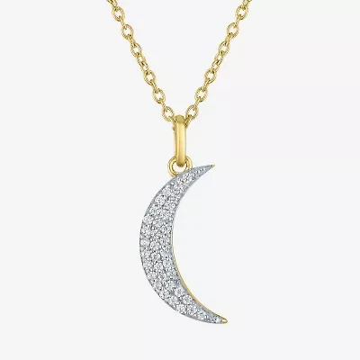Diamond Addiction (G-H / I1-I2) Womens 1/10 CT. T.W. Lab Grown White Diamond 14K Gold Over Silver Moon 16 Inch Pendant Necklace