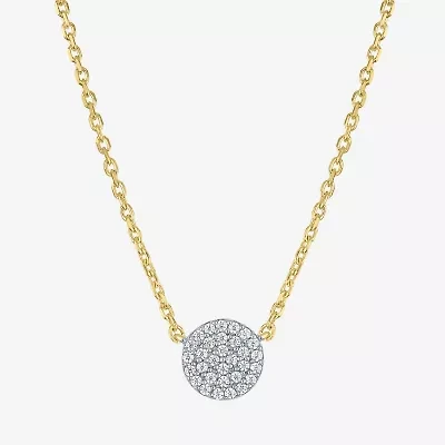 Diamond Addiction (G-H / I1-I2) Womens 1/10 CT. T.W. Lab Grown White Diamond 14K Gold Over Silver Round 16 Inch Pendant Necklace