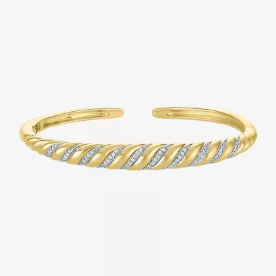 Diamond Addiction (G-H / I1-I2) Womens 1/10 CT. T.W. White Diamond 14K Gold Over Silver Cuff Bracelet
