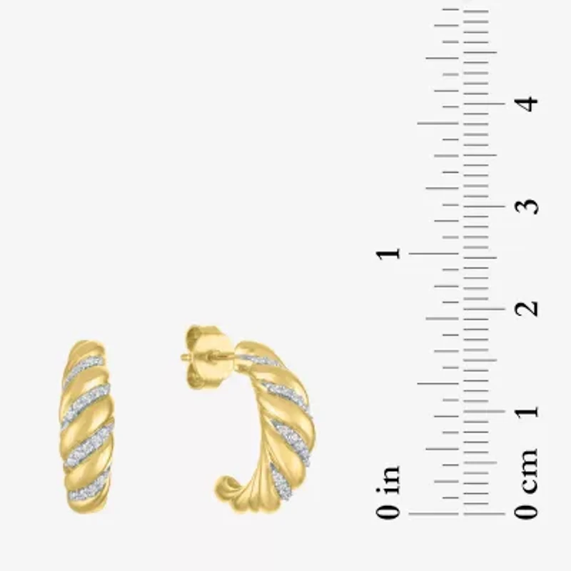 Diamond Addiction (G-H / I1-I2) Croissant Womens 1/10 CT. T.W. Lab Grown White Diamond 14K Gold Over Silver 16.2mm Hoop Earrings