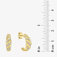 Diamond Addiction (G-H / I1-I2) Croissant Womens 1/10 CT. T.W. Lab Grown White Diamond 14K Gold Over Silver 16.2mm Hoop Earrings