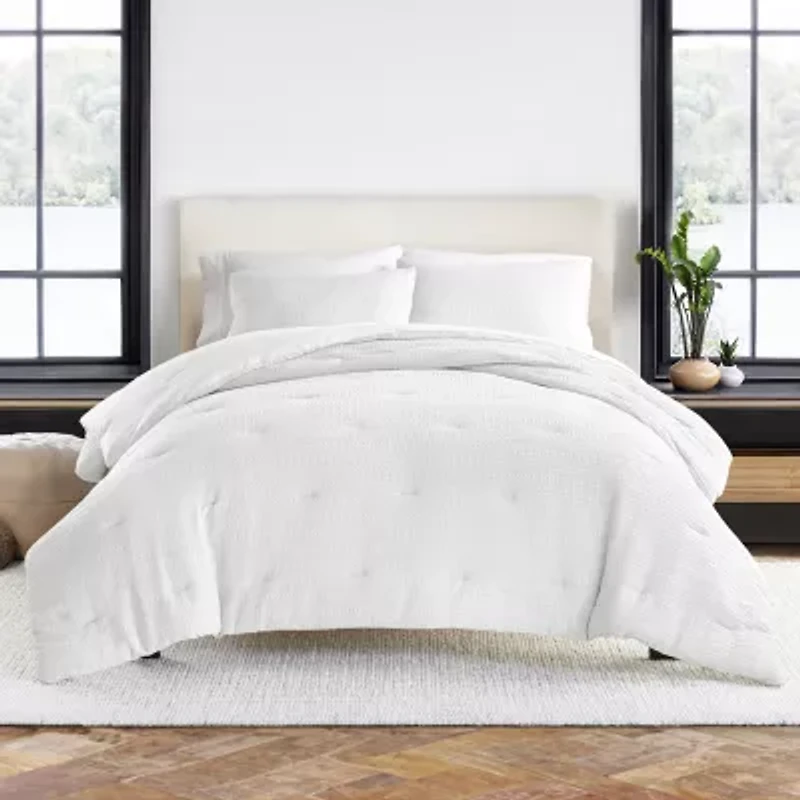 Casual Comfort Waffle Textured Midweight Down Alternative Comforter Set