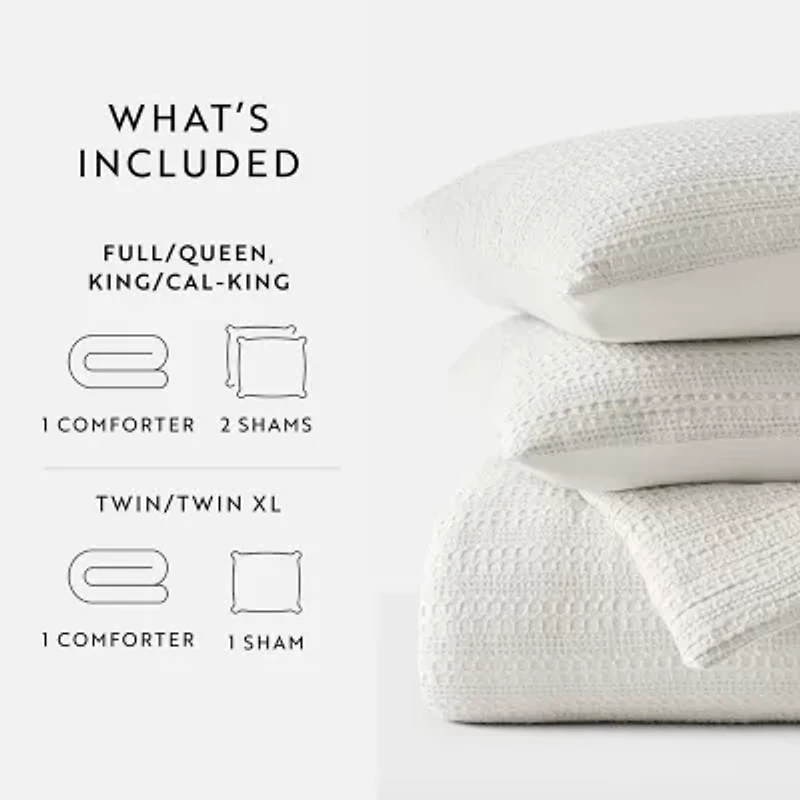 Casual Comfort Waffle Textured Midweight Down Alternative Comforter Set