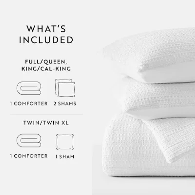 Casual Comfort Waffle Textured Midweight Down Alternative Comforter Set